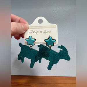 ASHLYN ROSE Turqoise Star Stud Fashion Earrings With Teal Hanging Goats